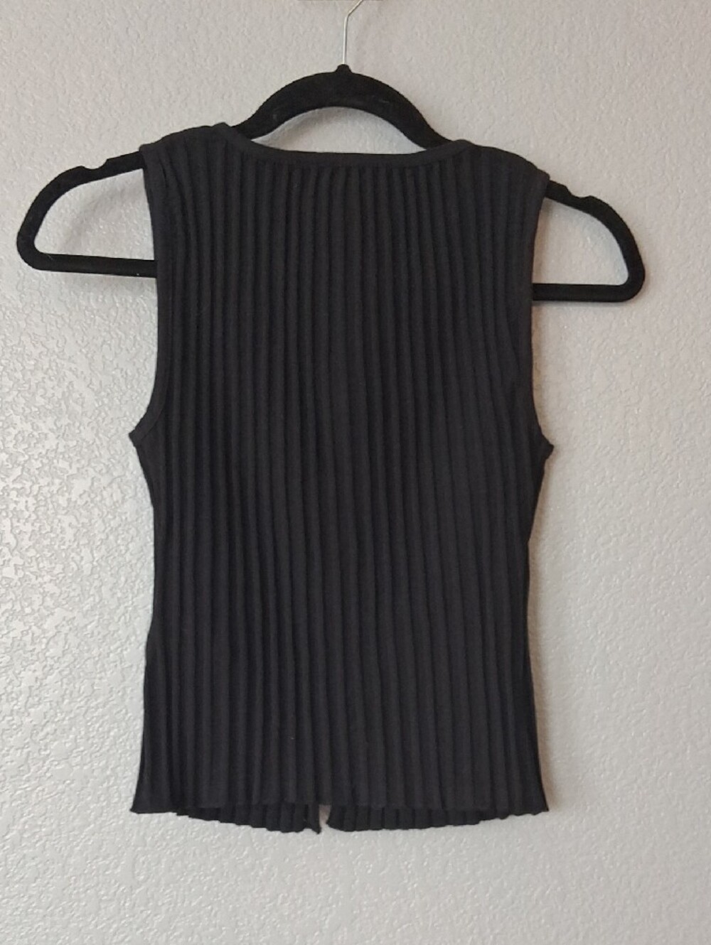 Free People Black Ribbed Button-Front Tank - Picture 4 of 4